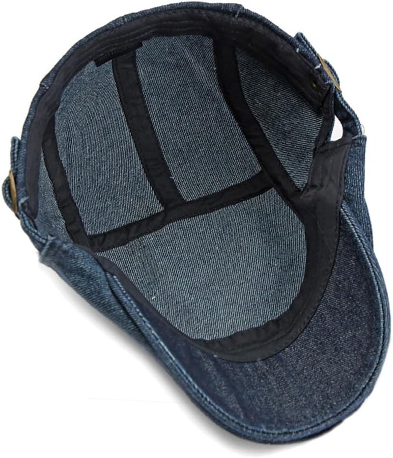 PTDTSHOU Newsboy Cap for Men Adjustable Flat Ivy Gatsby Cabbie Driving Hat Breathable Denim Cotton Golf Cap - Image 4